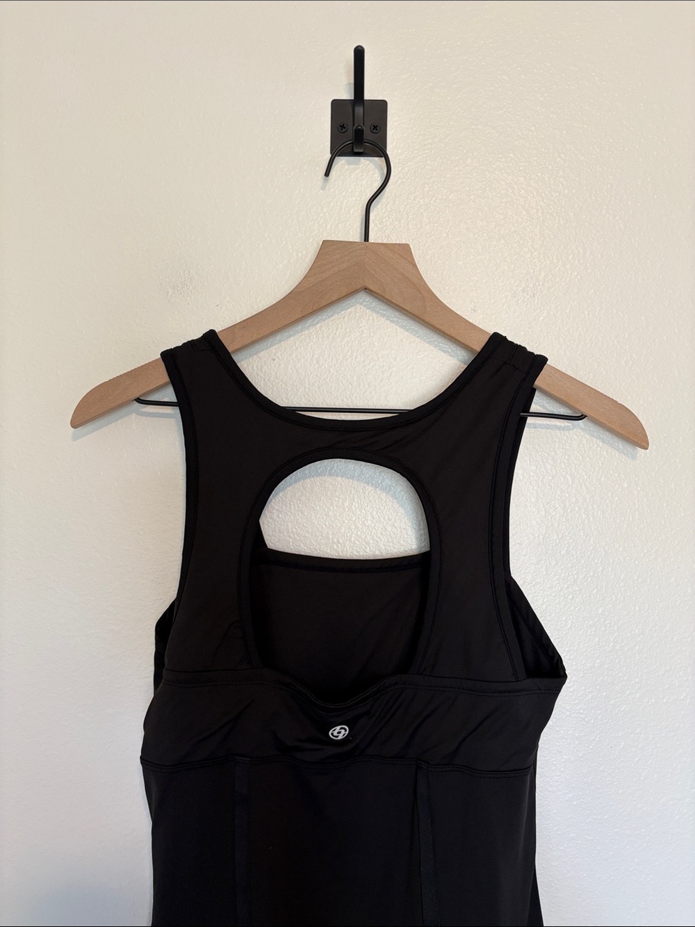 Lija Stretchy Jerseu Knit Sleeveless Square Neck Athletic Dress Black Medium - Picture 6 of 8